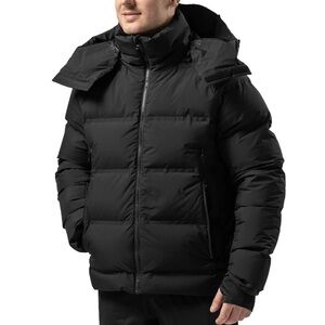 fit space Men's Insulated Synthetic Down Puffer Jacket Winter Warm Coat Quilted